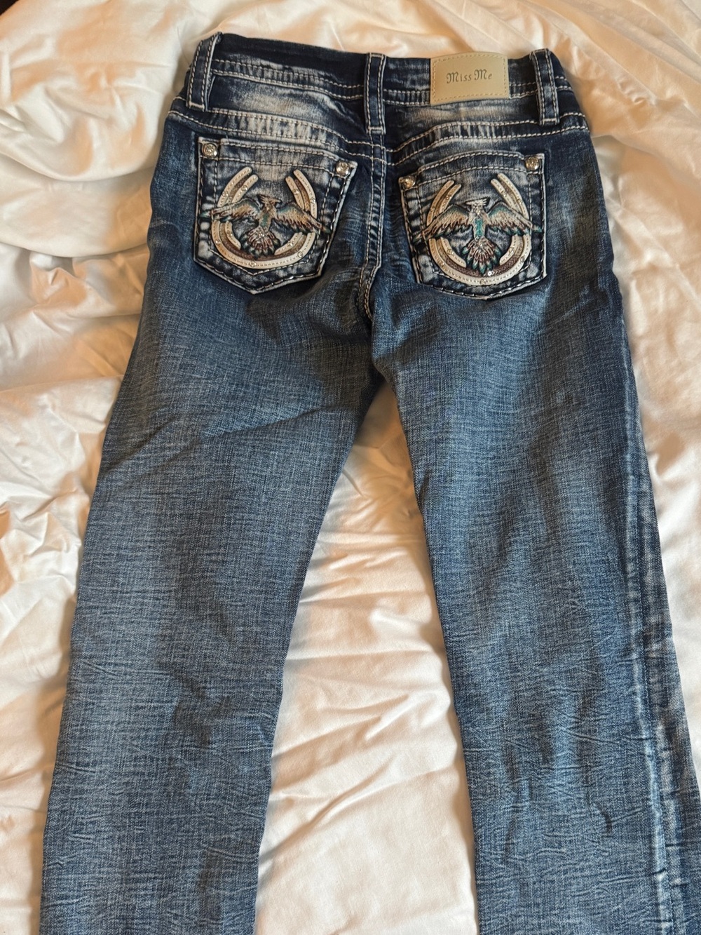 Miss Me Blue Embroidered Back Pocket Skinny Jeans